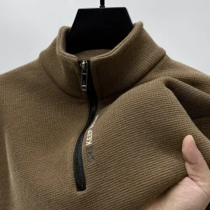 Winter Warm Sweater Fashion Men's Knitwear Fleece Chunky Half Zipper Thickening Sweater Luxury Men's Clothing Turtleneck Sweater