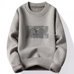 New Mens Fleece Sweater Thickened Pullover Fleece Lined Autumn Winter Crew Neck Jumpers Fashion Knitwear