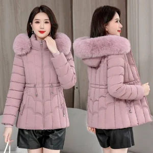 Winter 2025 New Down Jacket Women Parkas Fashion High-Quality Warm Cotton Padded Coat Ladies Short Overcoat Hooded Overwear Tops